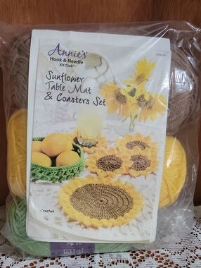 Annie Sunflower Table Mat & Coasters Kit - Yellow, Brown, Green (Kit)